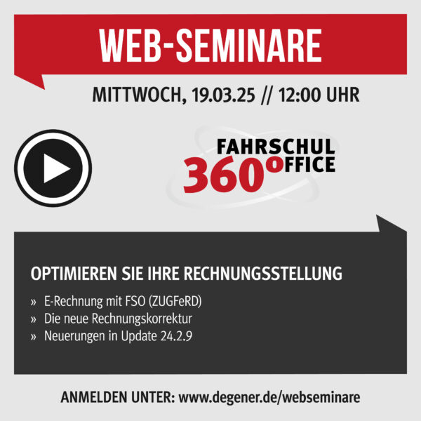 Web-Seminar "Optimierte Rechnungsstellung"<br>am 19.03.2025 um 12:00 Uhr